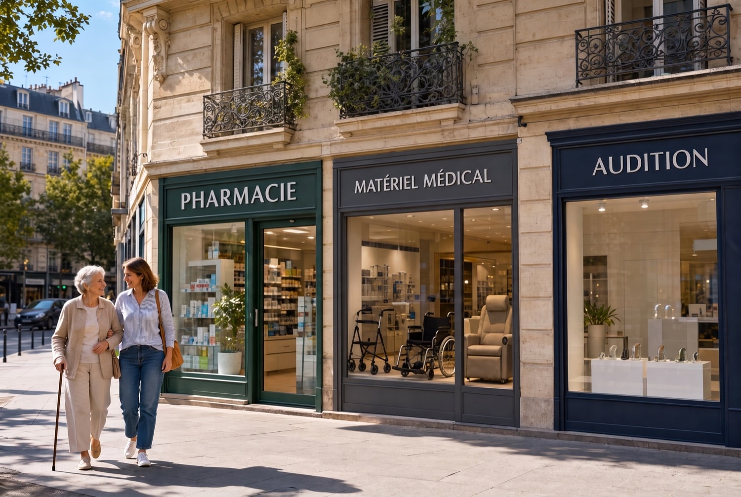 Pharmacie, magasin de matériel médical et centre auditif, commerces partenaires distributeurs Famirelay